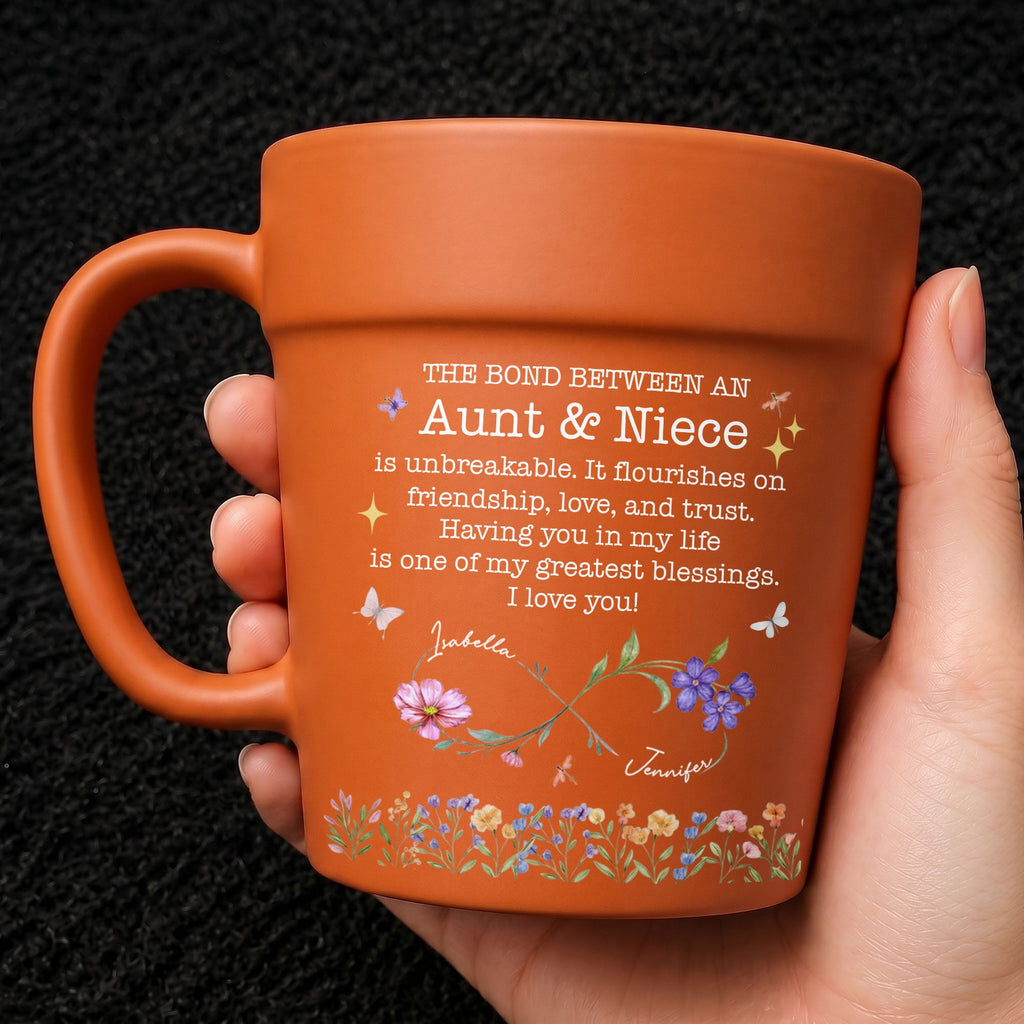 Personalized Flower Pot Mug Custom Gift for Niece Aunt