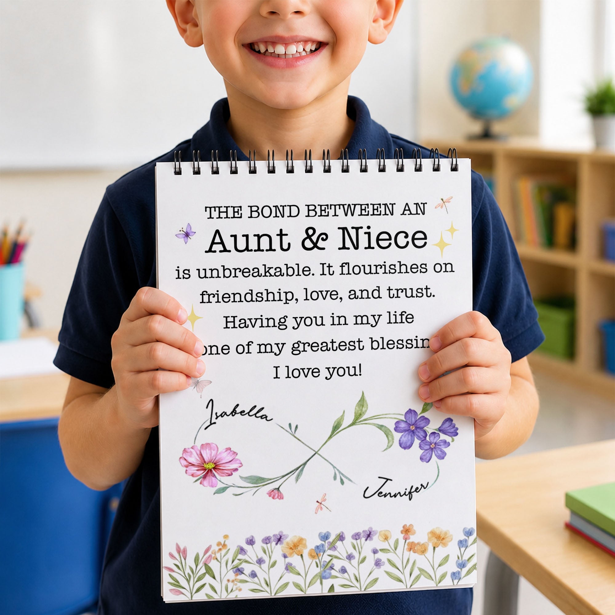 Personalized Sketch Book for Niece Birth Month Flowers Gift