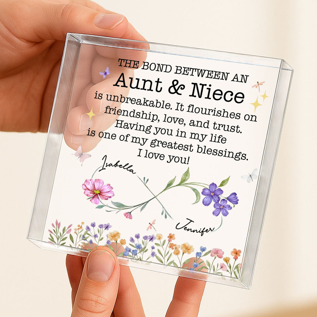 Personalized Acrylic Plaque with Birth Month Flowers for Niece