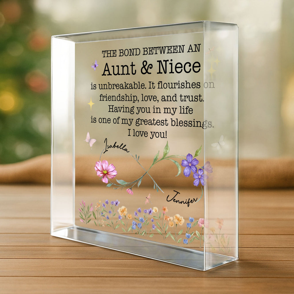 Personalized Acrylic Plaque with Birth Month Flowers for Niece