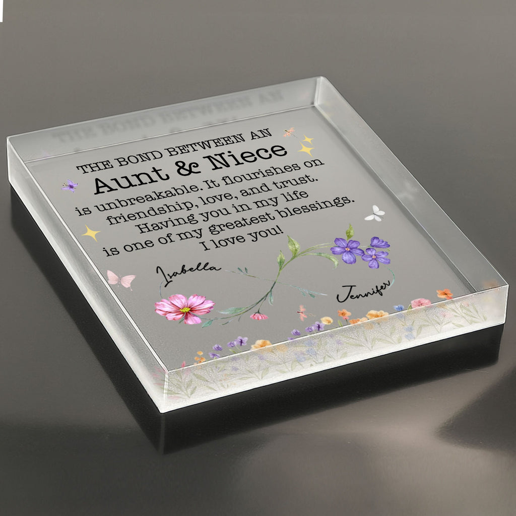 Personalized Acrylic Plaque with Birth Month Flowers for Niece