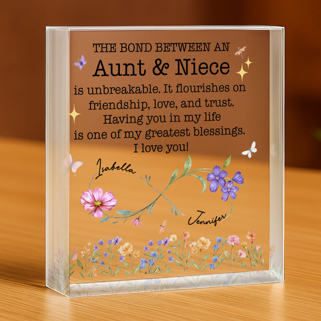 Personalized Acrylic Plaque with Birth Month Flowers for Niece
