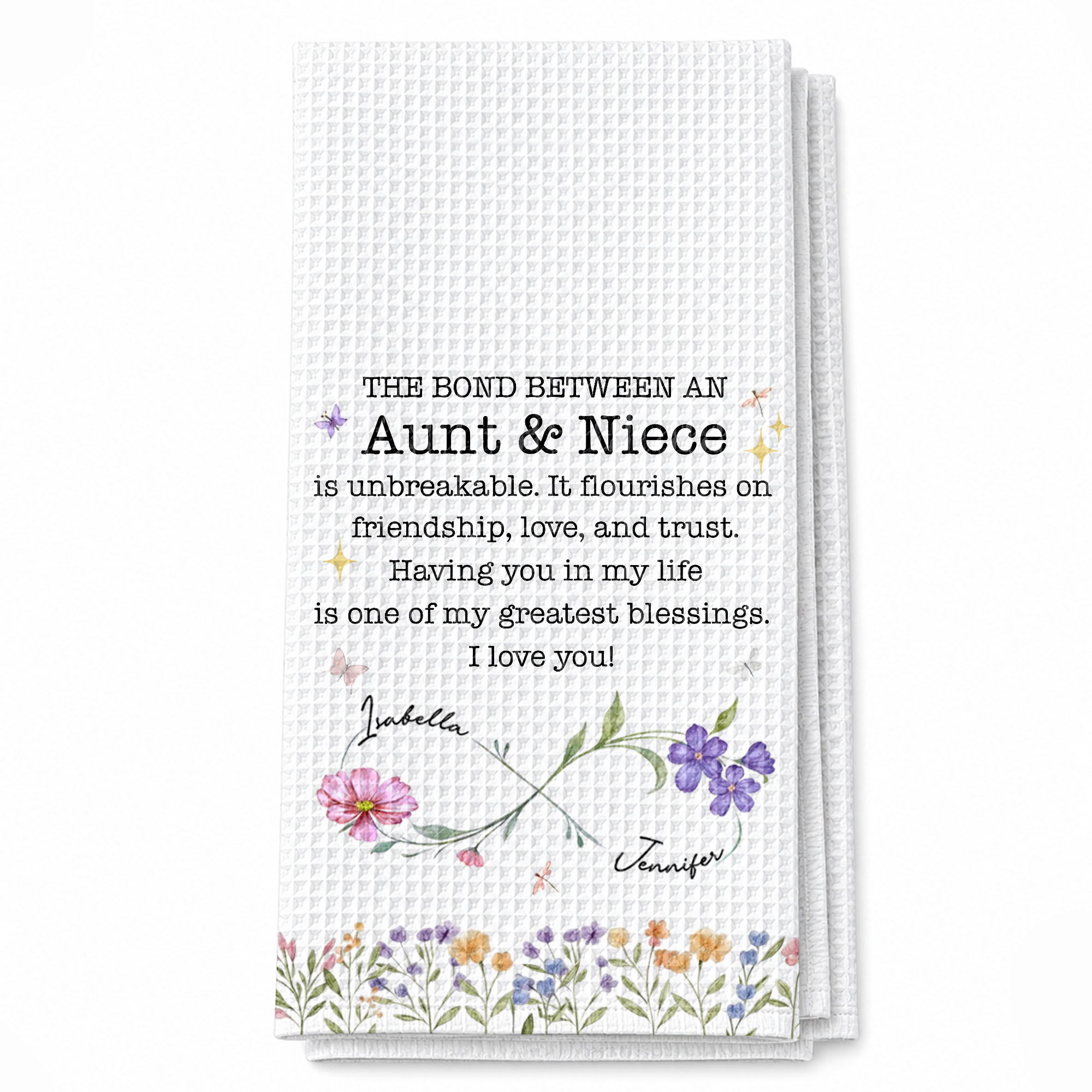 Personalized Kitchen Towel Floral Birth Month Flowers Gift for Niece Kitchen Towel GradoCreations