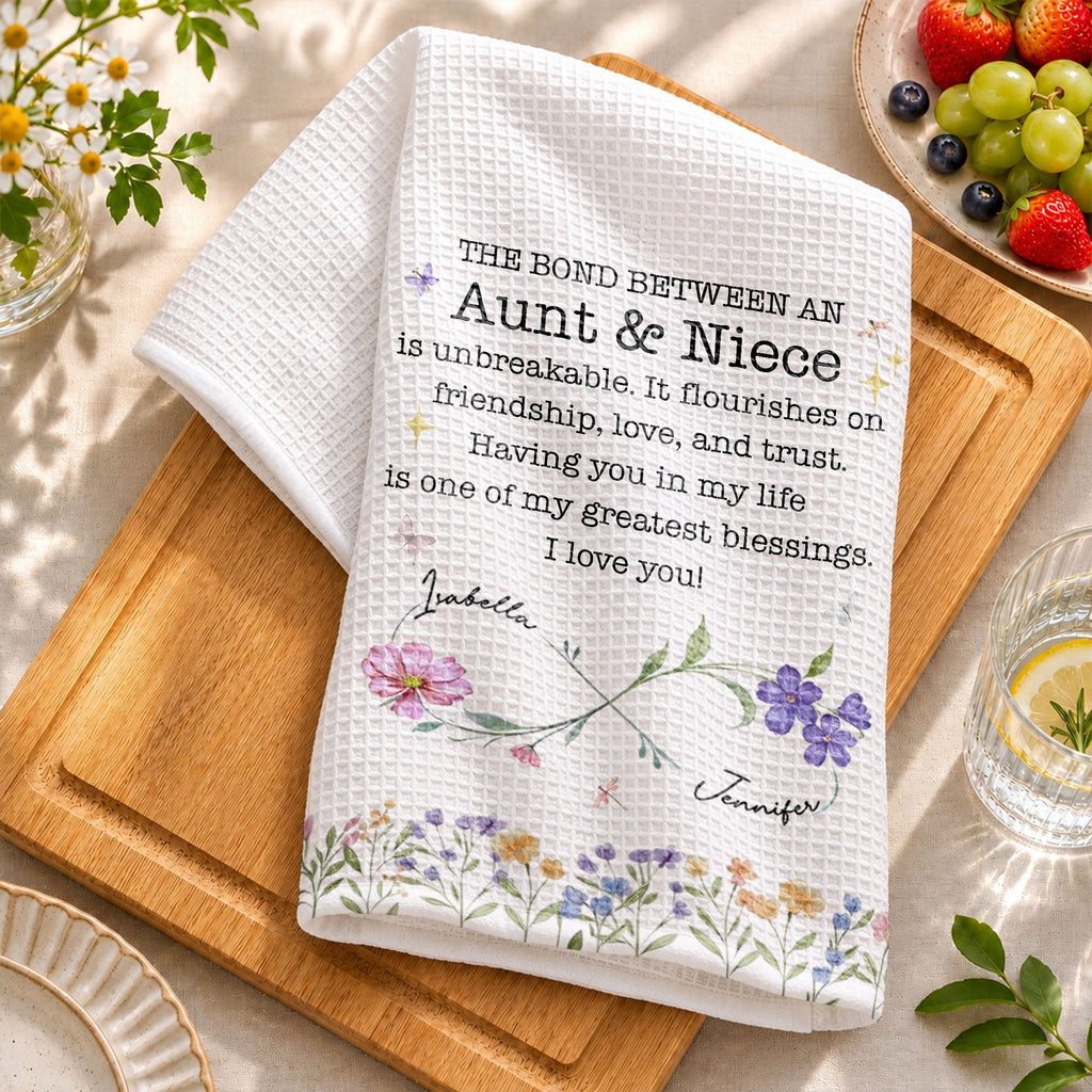 Personalized Kitchen Towel Floral Birth Month Flowers Gift for Niece Kitchen Towel GradoCreations