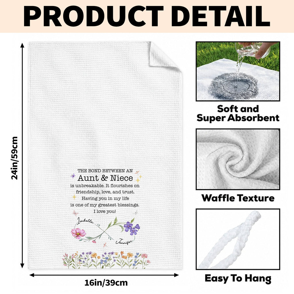Personalized Kitchen Towel Floral Birth Month Flowers Gift for Niece Kitchen Towel GradoCreations