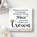 Personalized Ceramic Coaster Custom Niece Gift Crown Flowers