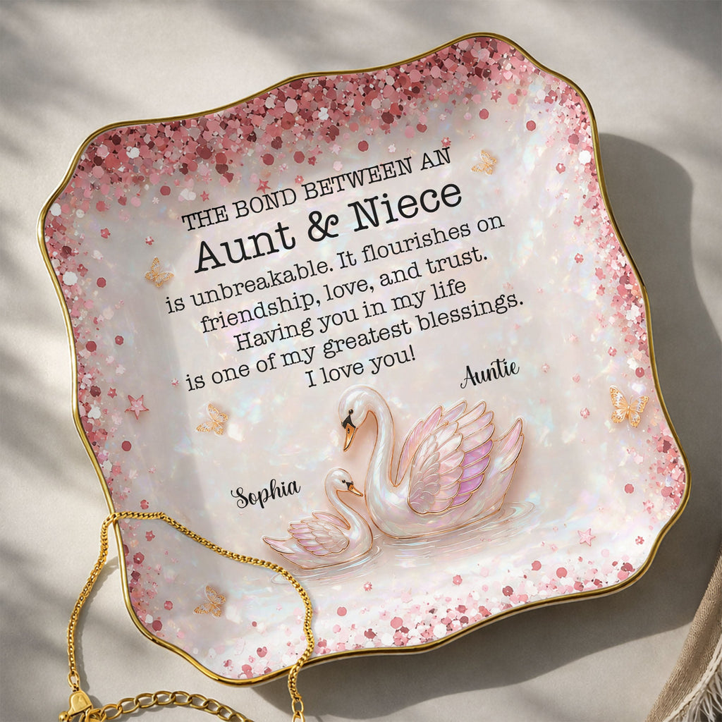 Personalized Lace Jewelry Dish Custom Name Gift for Niece Lace Square Jewelry Dish GradoCreations