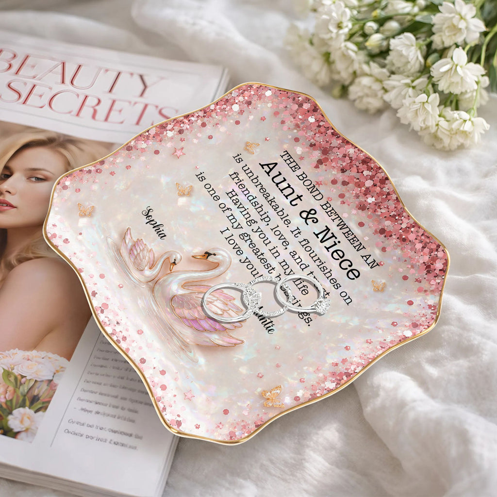 Personalized Lace Jewelry Dish Custom Name Gift for Niece Lace Square Jewelry Dish GradoCreations