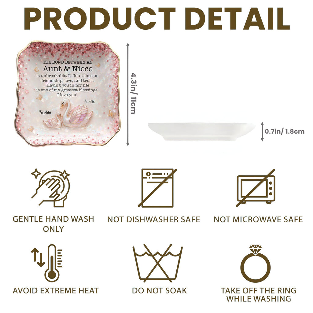 Personalized Lace Jewelry Dish Custom Name Gift for Niece Lace Square Jewelry Dish GradoCreations