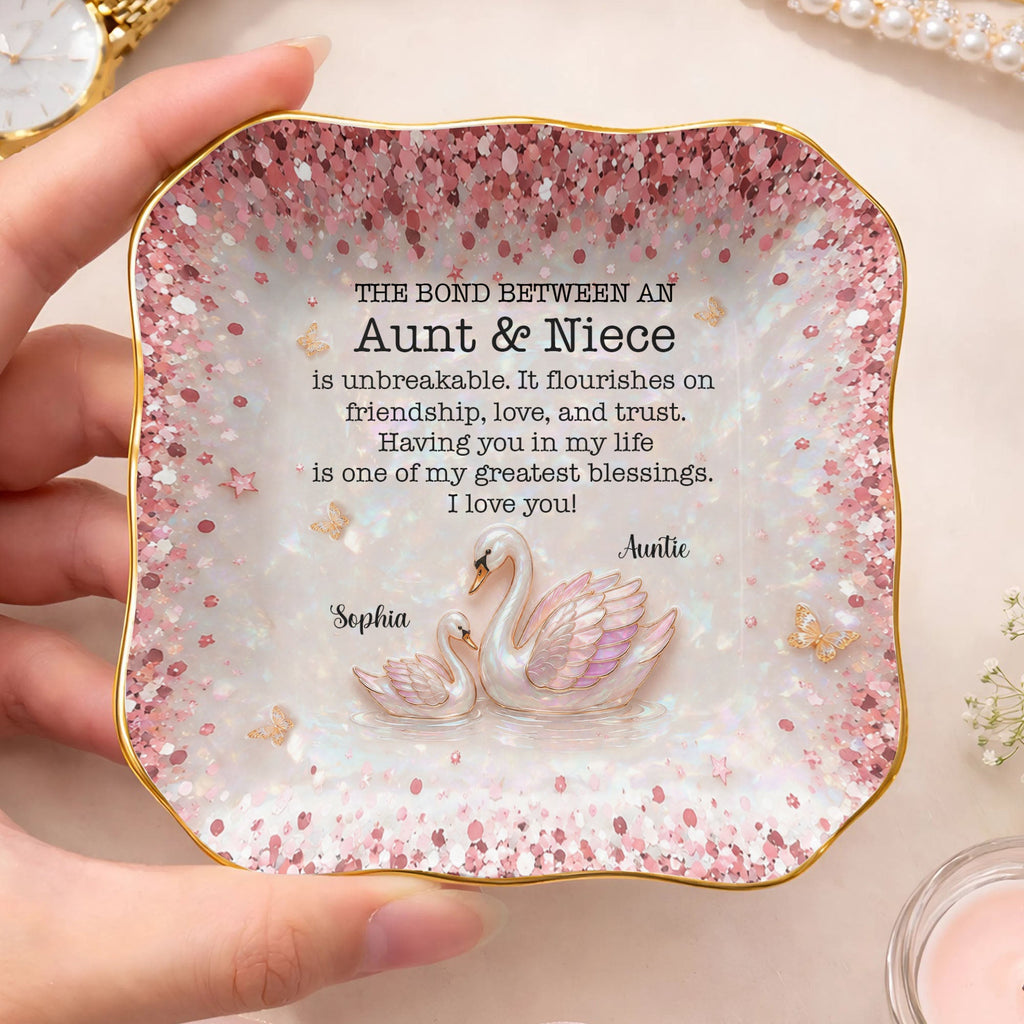 Personalized Lace Jewelry Dish Custom Name Gift for Niece Lace Square Jewelry Dish GradoCreations