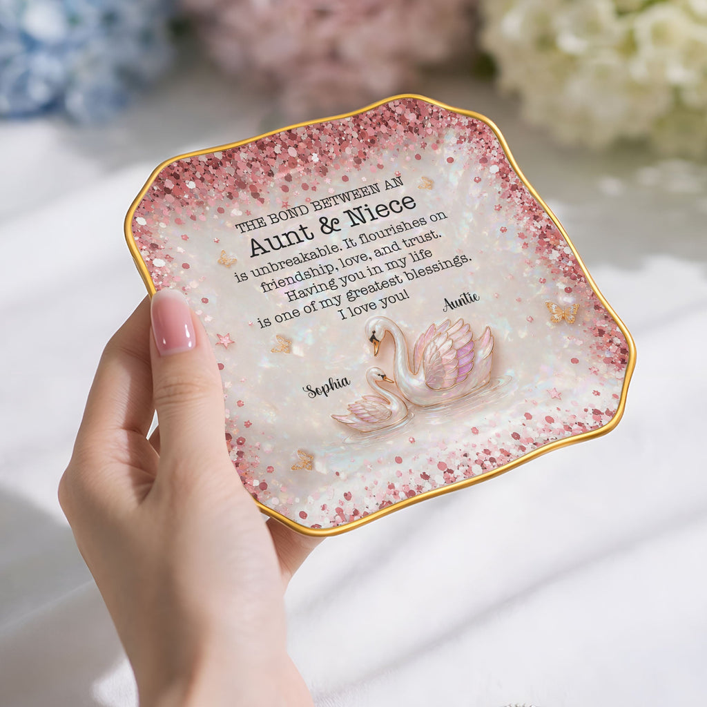 Personalized Lace Jewelry Dish Custom Name Gift for Niece Lace Square Jewelry Dish GradoCreations