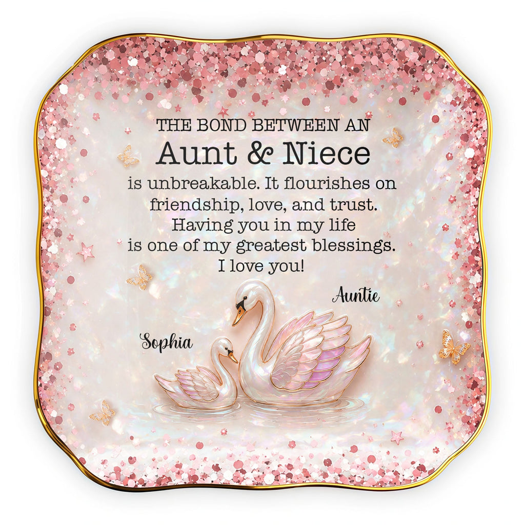 Personalized Lace Jewelry Dish Custom Name Gift for Niece Lace Square Jewelry Dish GradoCreations