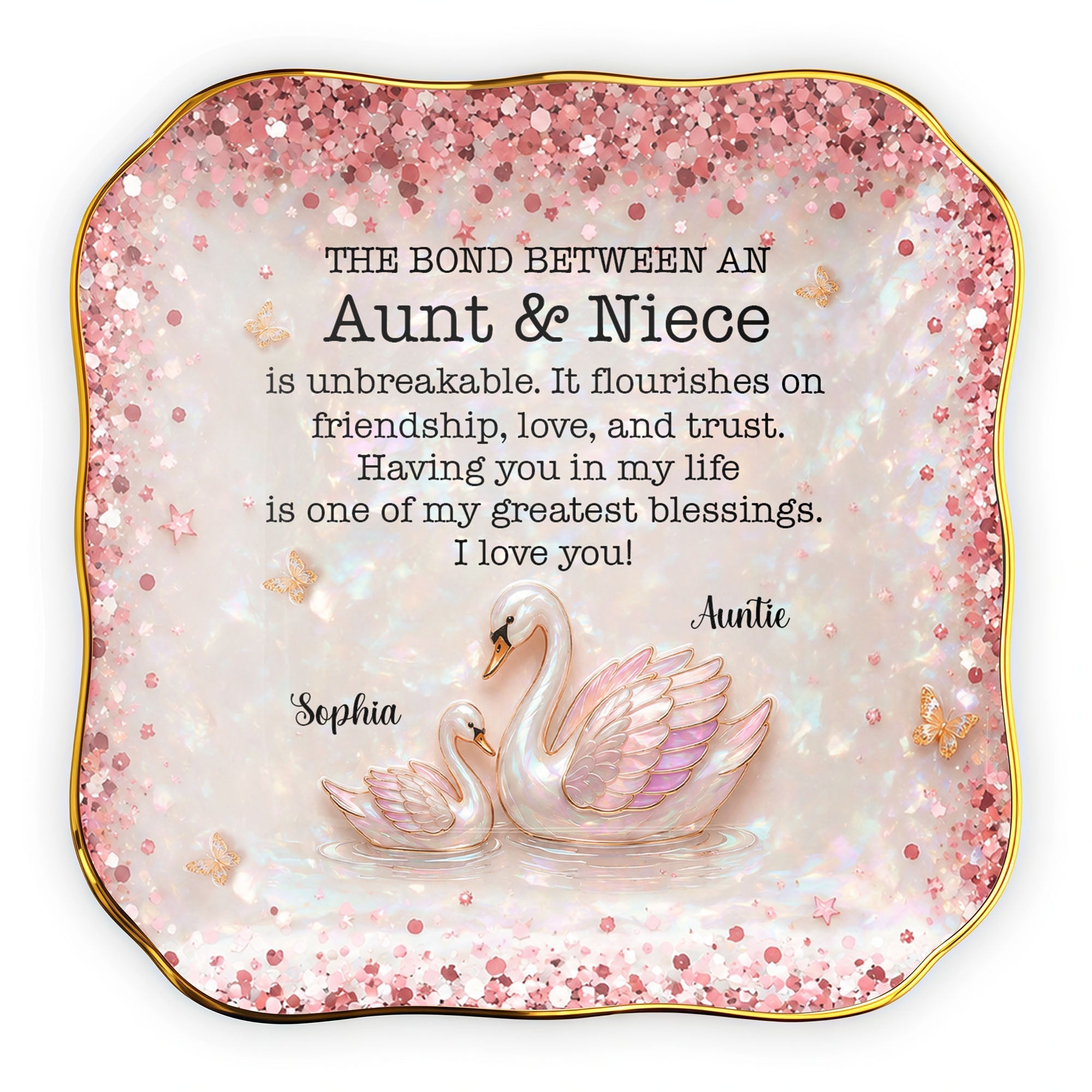 Personalized Lace Jewelry Dish Custom Name Gift for Niece Lace Square Jewelry Dish GradoCreations