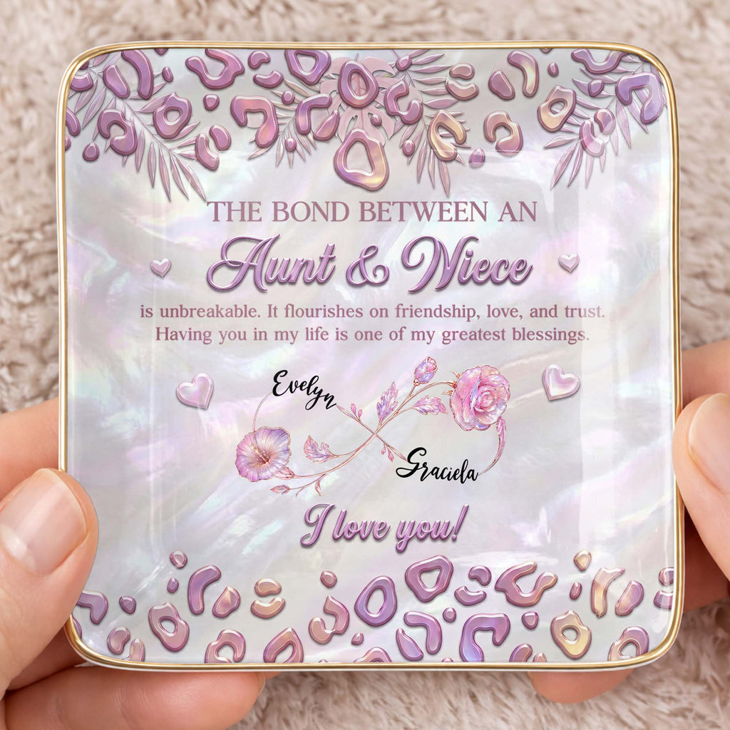 Personalized Jewelry Dish with Custom Birth Month Flowers for Niece Jewelry Dish GradoCreations