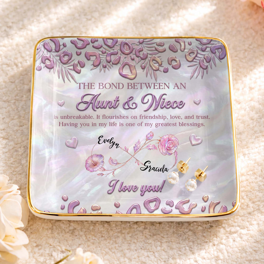 Personalized Jewelry Dish with Custom Birth Month Flowers for Niece Jewelry Dish GradoCreations