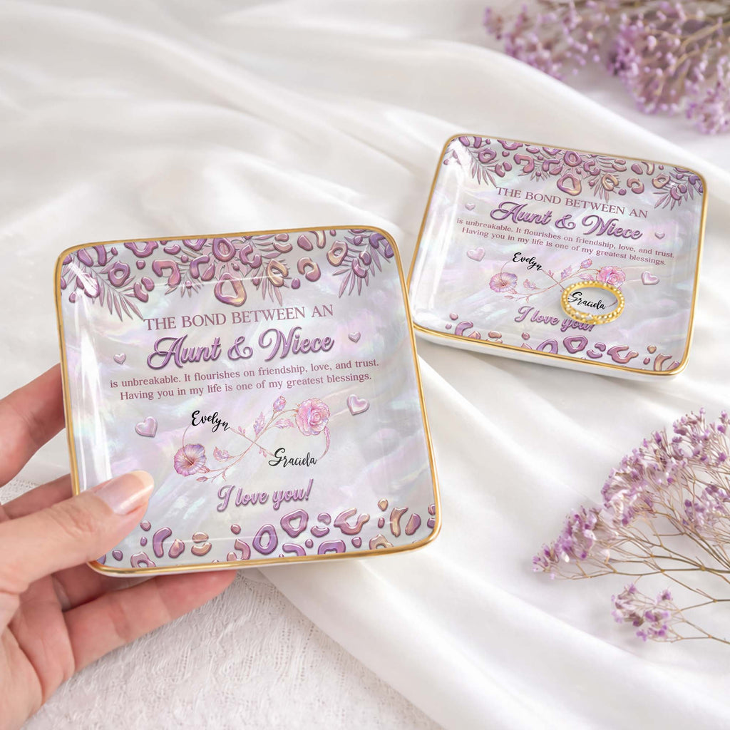 Personalized Jewelry Dish with Custom Birth Month Flowers for Niece Jewelry Dish GradoCreations