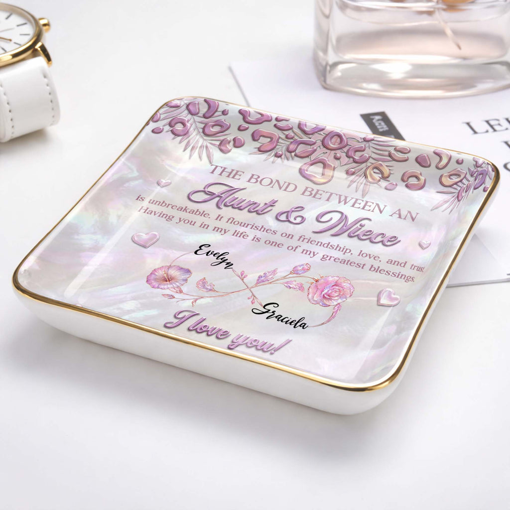 Personalized Jewelry Dish with Custom Birth Month Flowers for Niece Jewelry Dish GradoCreations