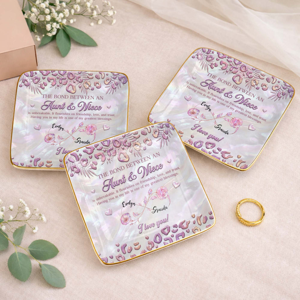 Personalized Jewelry Dish with Custom Birth Month Flowers for Niece Jewelry Dish GradoCreations