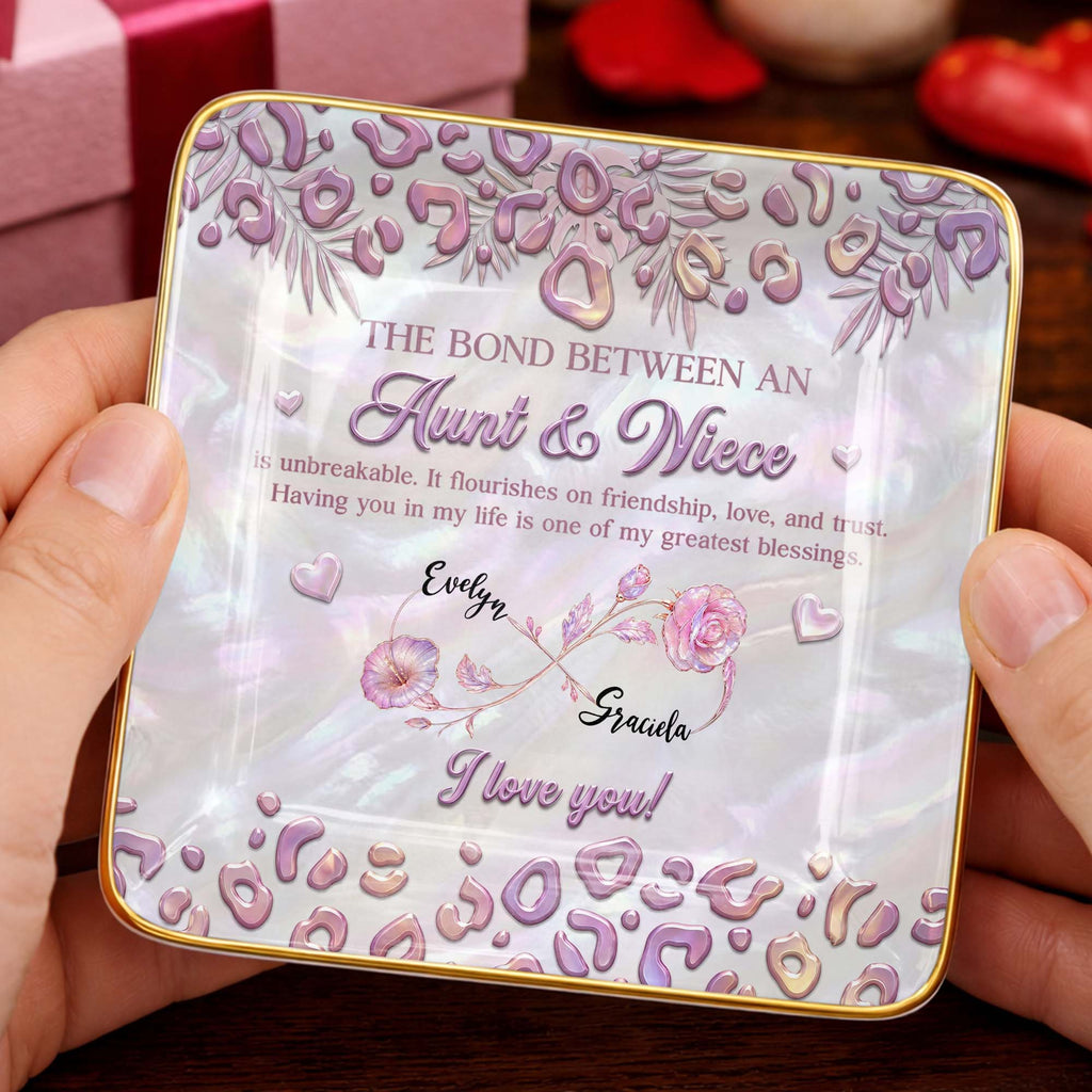Personalized Jewelry Dish with Custom Birth Month Flowers for Niece Jewelry Dish GradoCreations