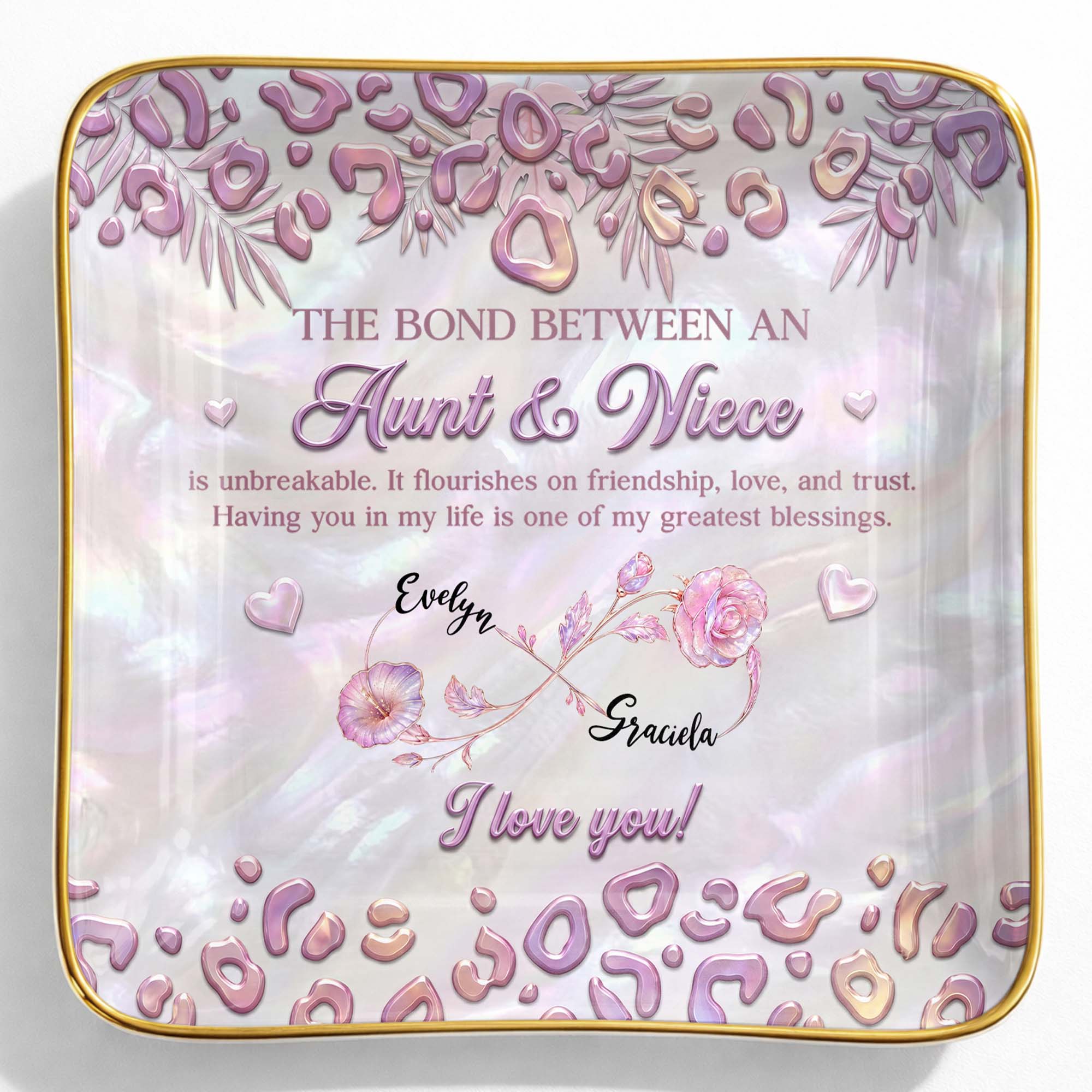 Personalized Jewelry Dish with Custom Birth Month Flowers for Niece Jewelry Dish GradoCreations