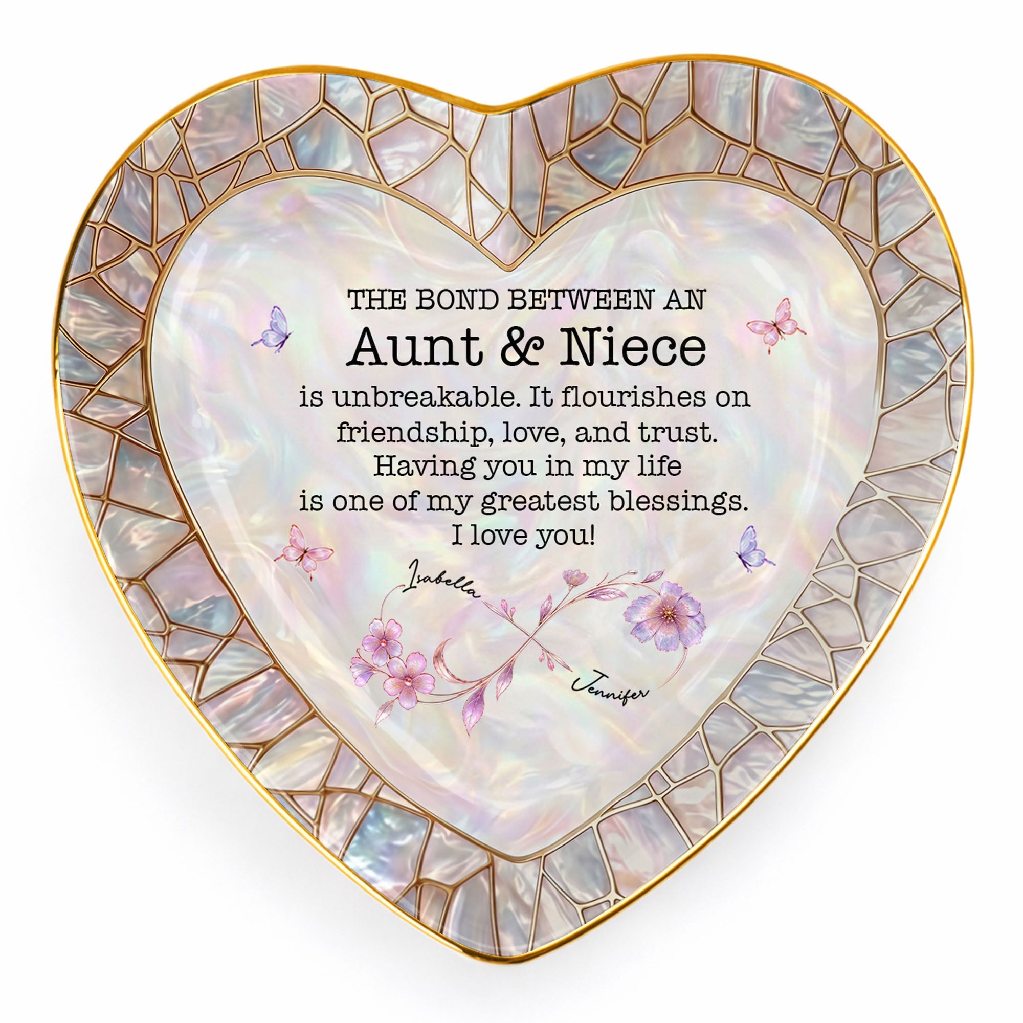 Personalized Heart-Shaped Jewelry Dish Custom Name Gift for Niece Heart Jewelry Dish GradoCreations