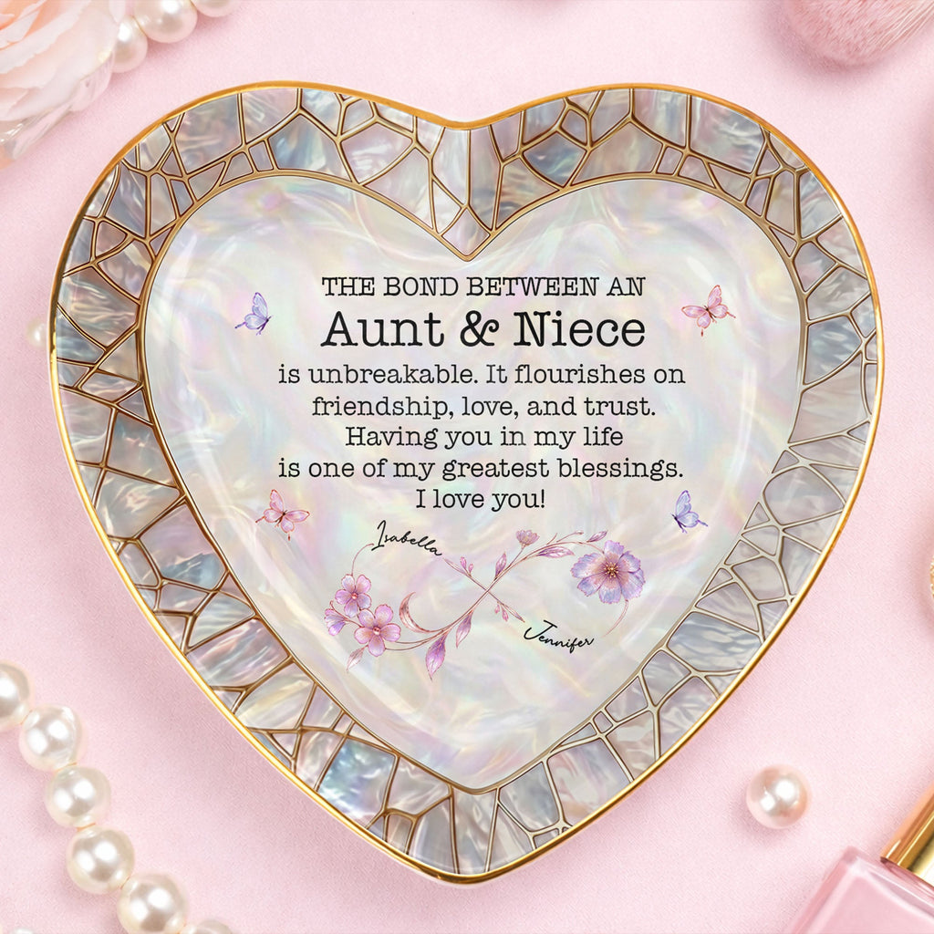 Personalized Heart-Shaped Jewelry Dish Custom Name Gift for Niece Heart Jewelry Dish GradoCreations