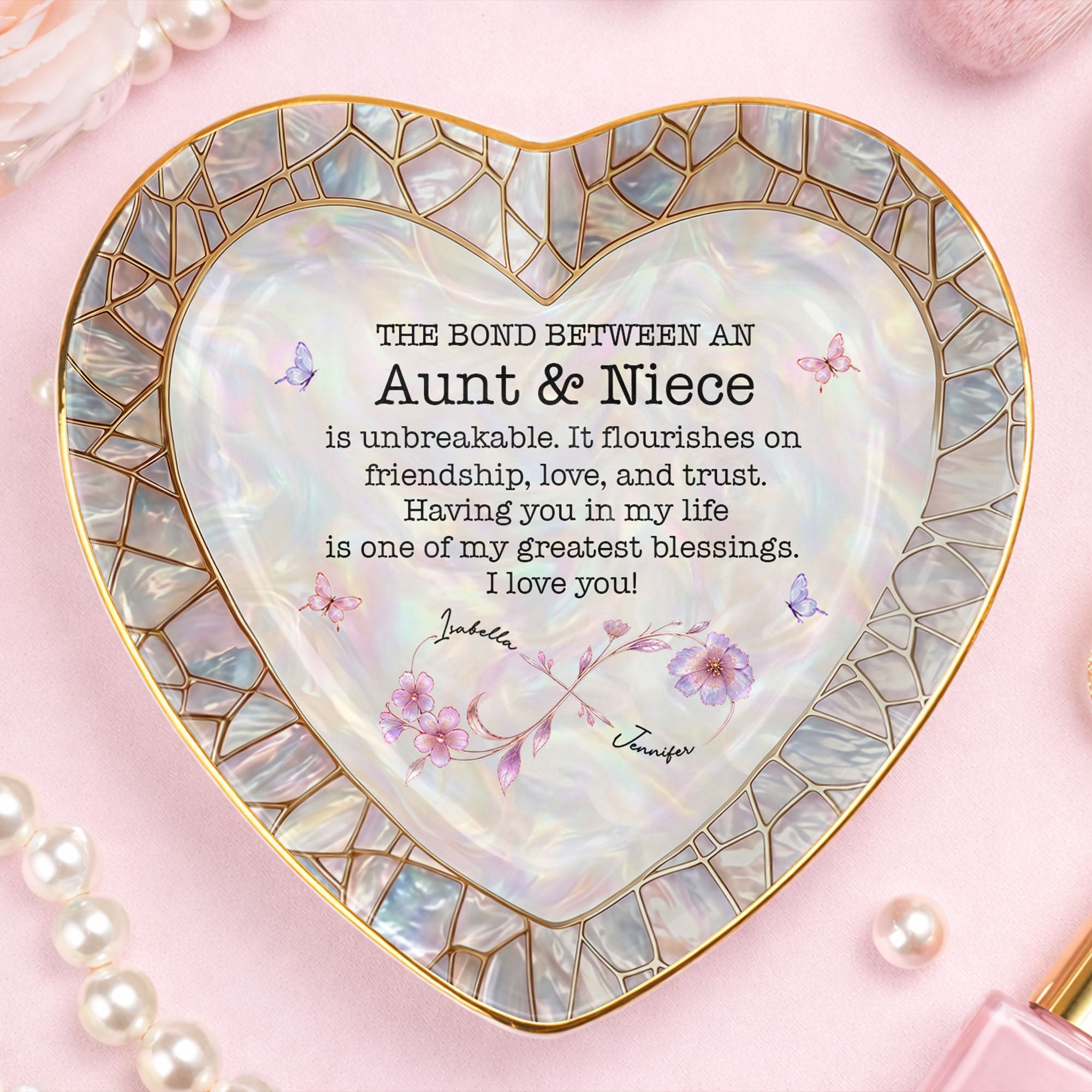 Personalized Heart-Shaped Jewelry Dish Custom Name Gift for Niece Heart Jewelry Dish GradoCreations