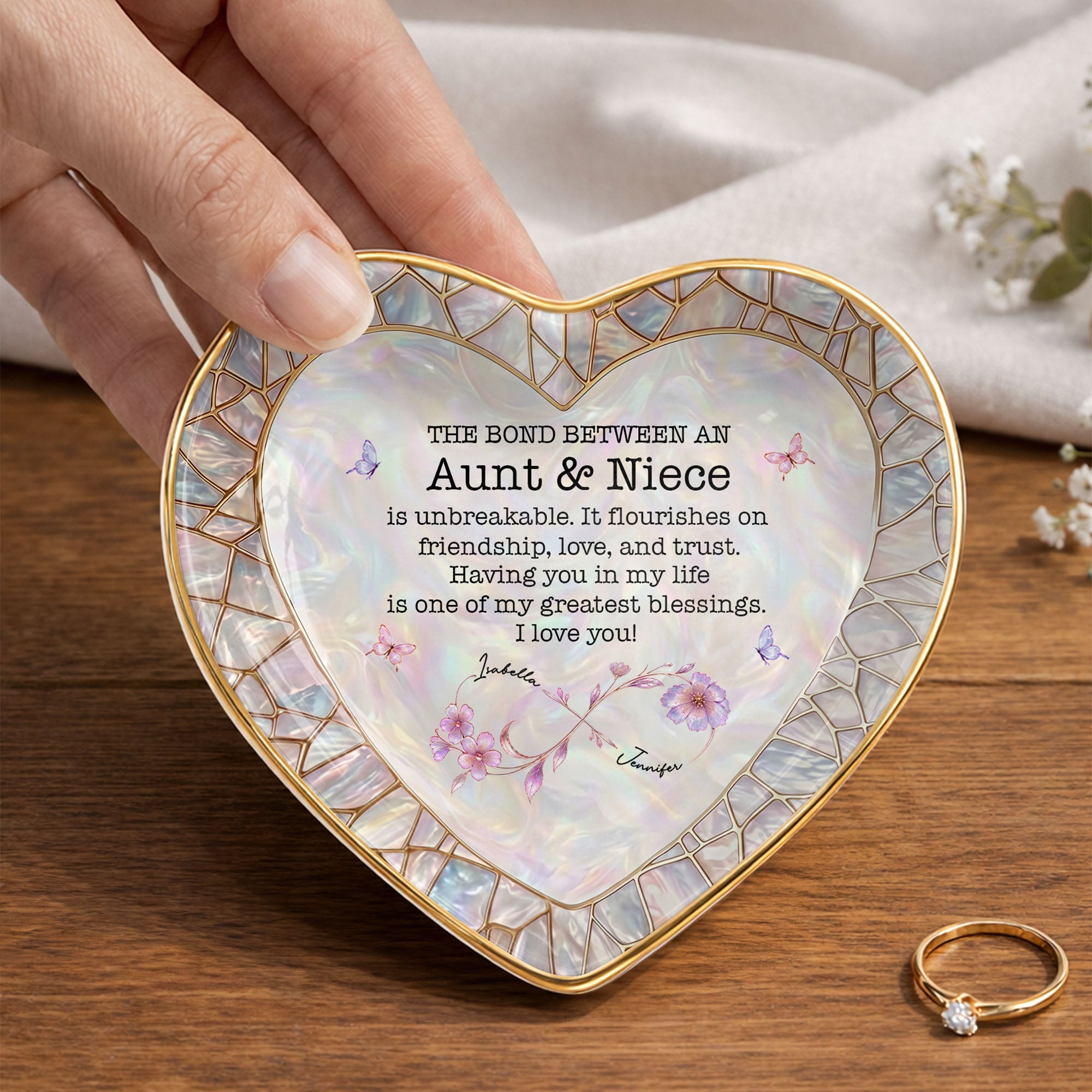 Personalized Heart-Shaped Jewelry Dish Custom Name Gift for Niece Heart Jewelry Dish GradoCreations