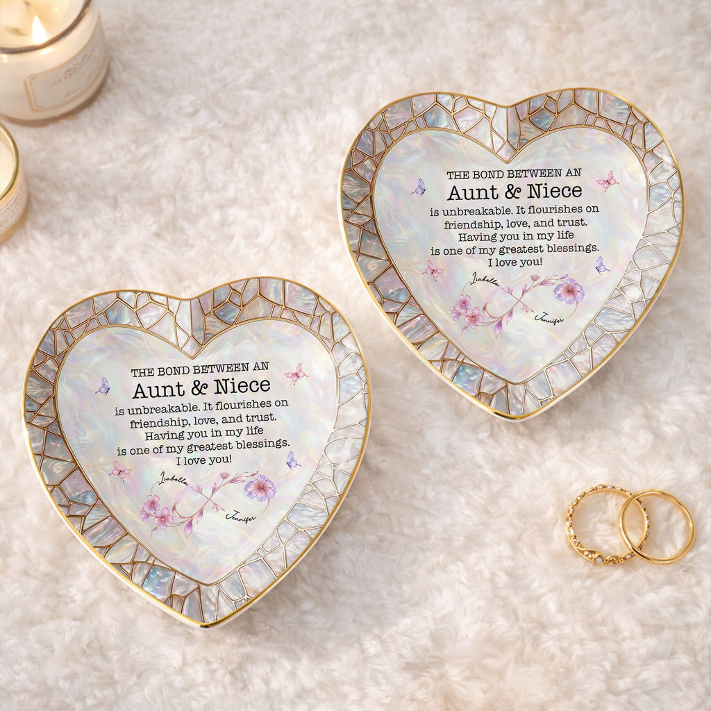 Personalized Heart-Shaped Jewelry Dish Custom Name Gift for Niece Heart Jewelry Dish GradoCreations