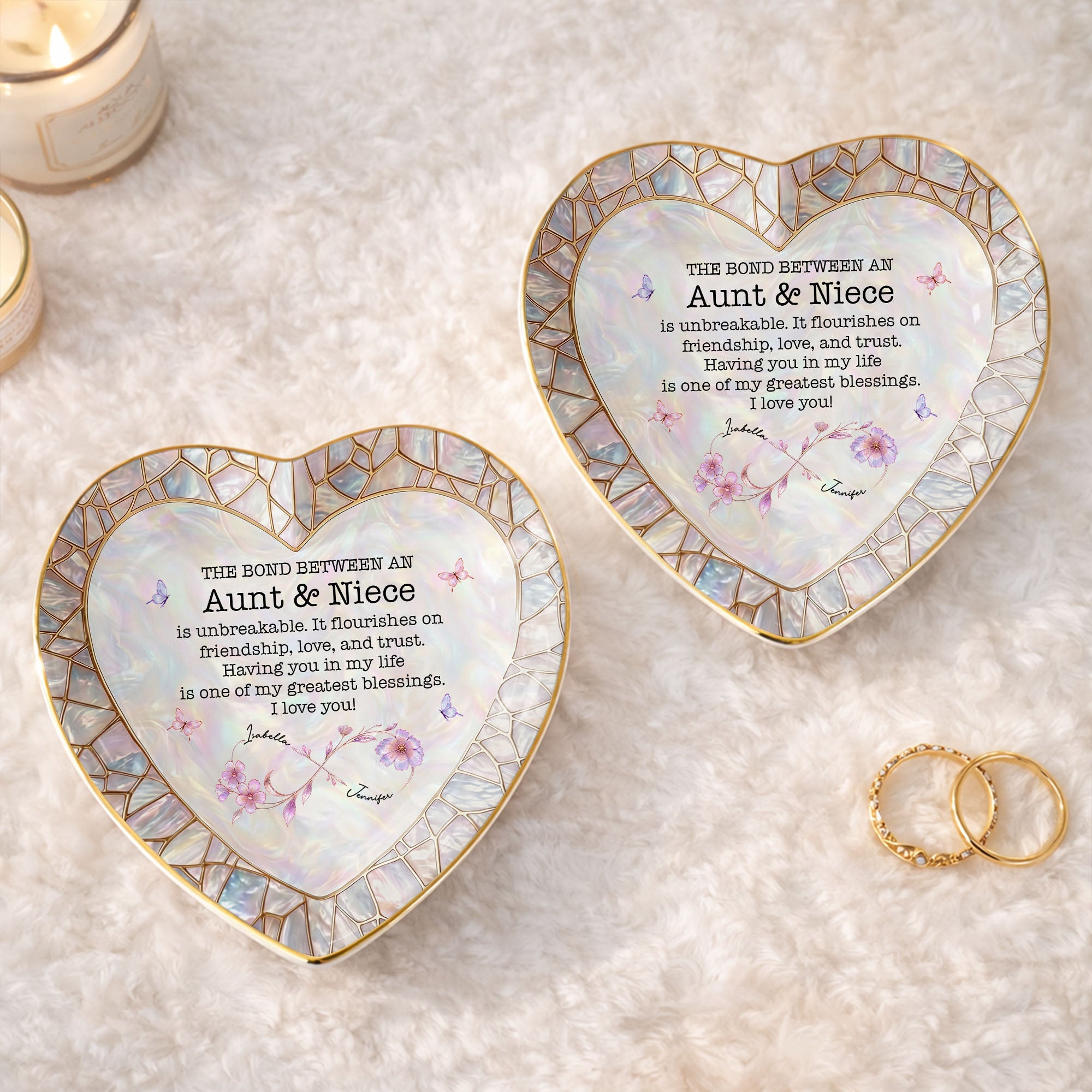 Personalized Heart-Shaped Jewelry Dish Custom Name Gift for Niece Heart Jewelry Dish GradoCreations