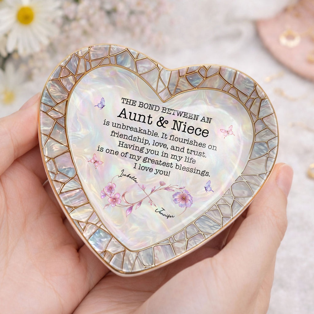 Personalized Heart-Shaped Jewelry Dish Custom Name Gift for Niece Heart Jewelry Dish GradoCreations