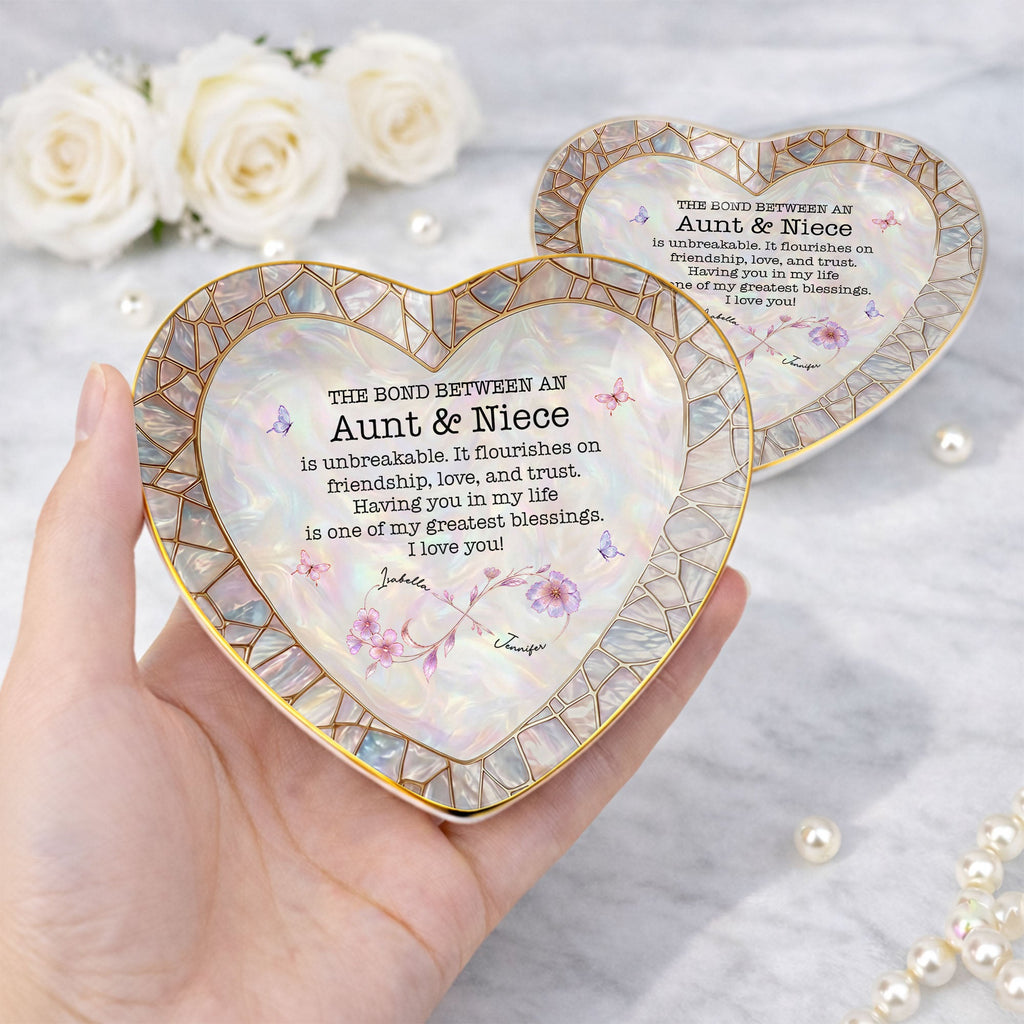 Personalized Heart-Shaped Jewelry Dish Custom Name Gift for Niece Heart Jewelry Dish GradoCreations