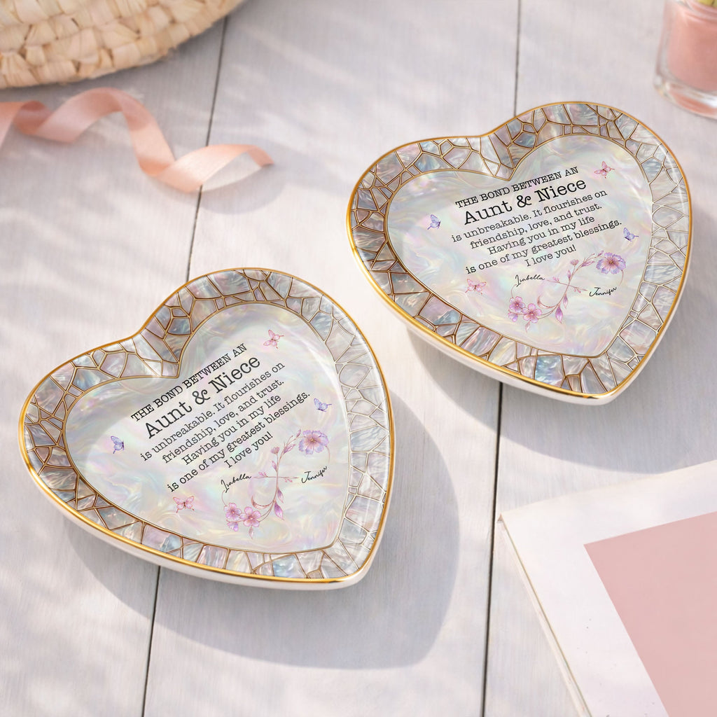 Personalized Heart-Shaped Jewelry Dish Custom Name Gift for Niece Heart Jewelry Dish GradoCreations