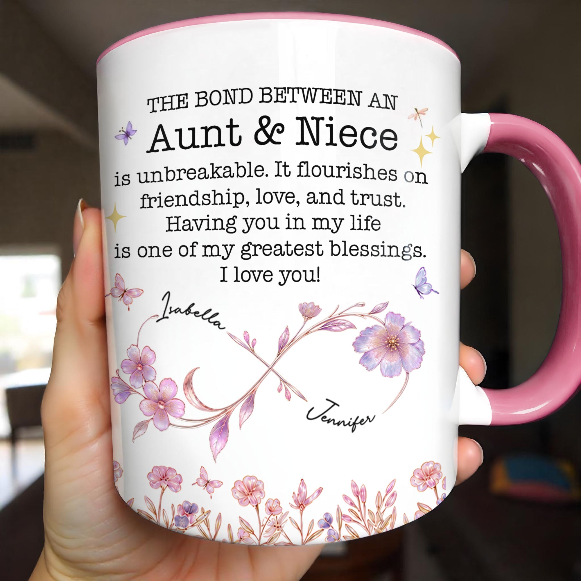 Personalized Accent Mug Custom Niece Gift Flower Design Accent Mug GradoCreations