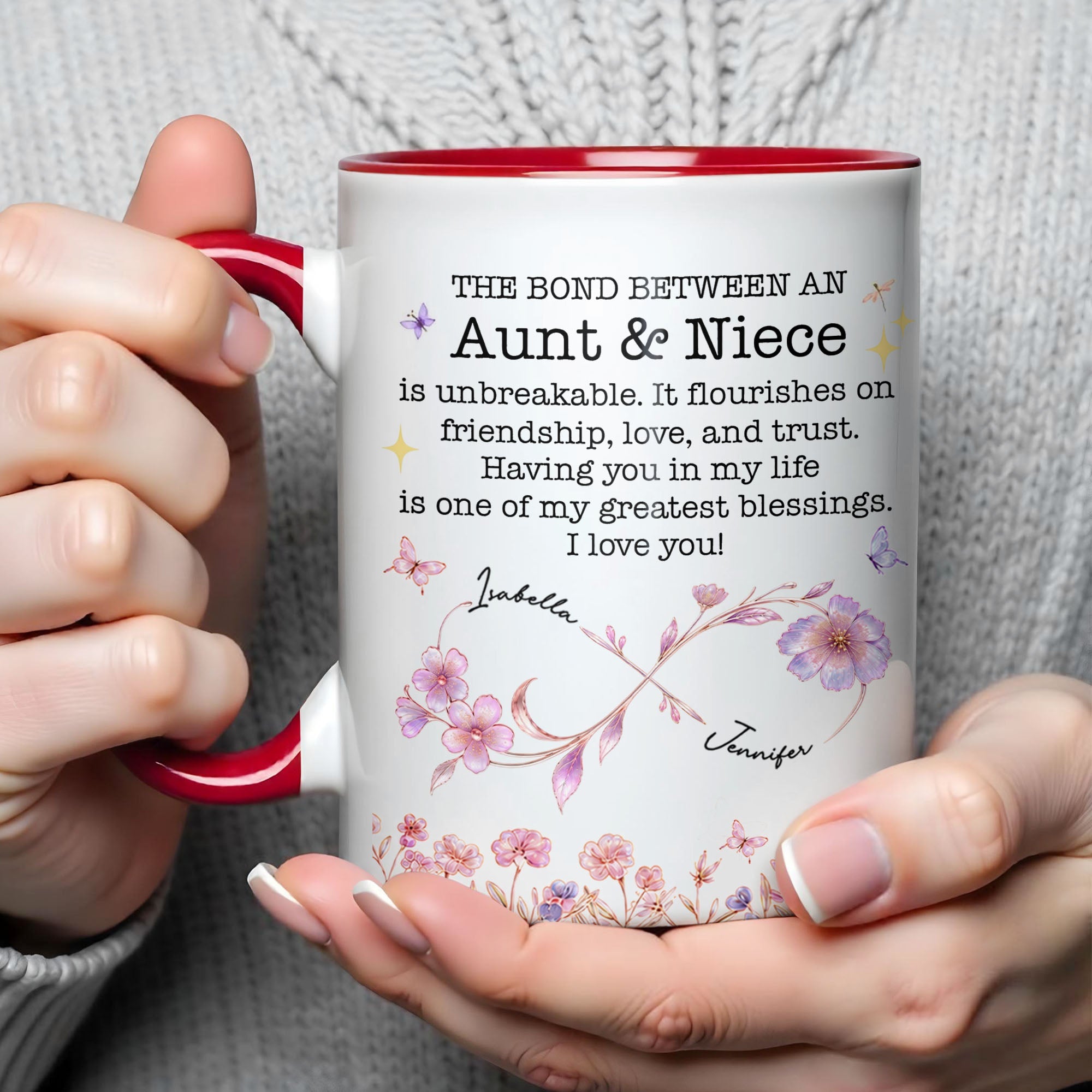 Personalized Accent Mug Custom Niece Gift Flower Design Accent Mug GradoCreations