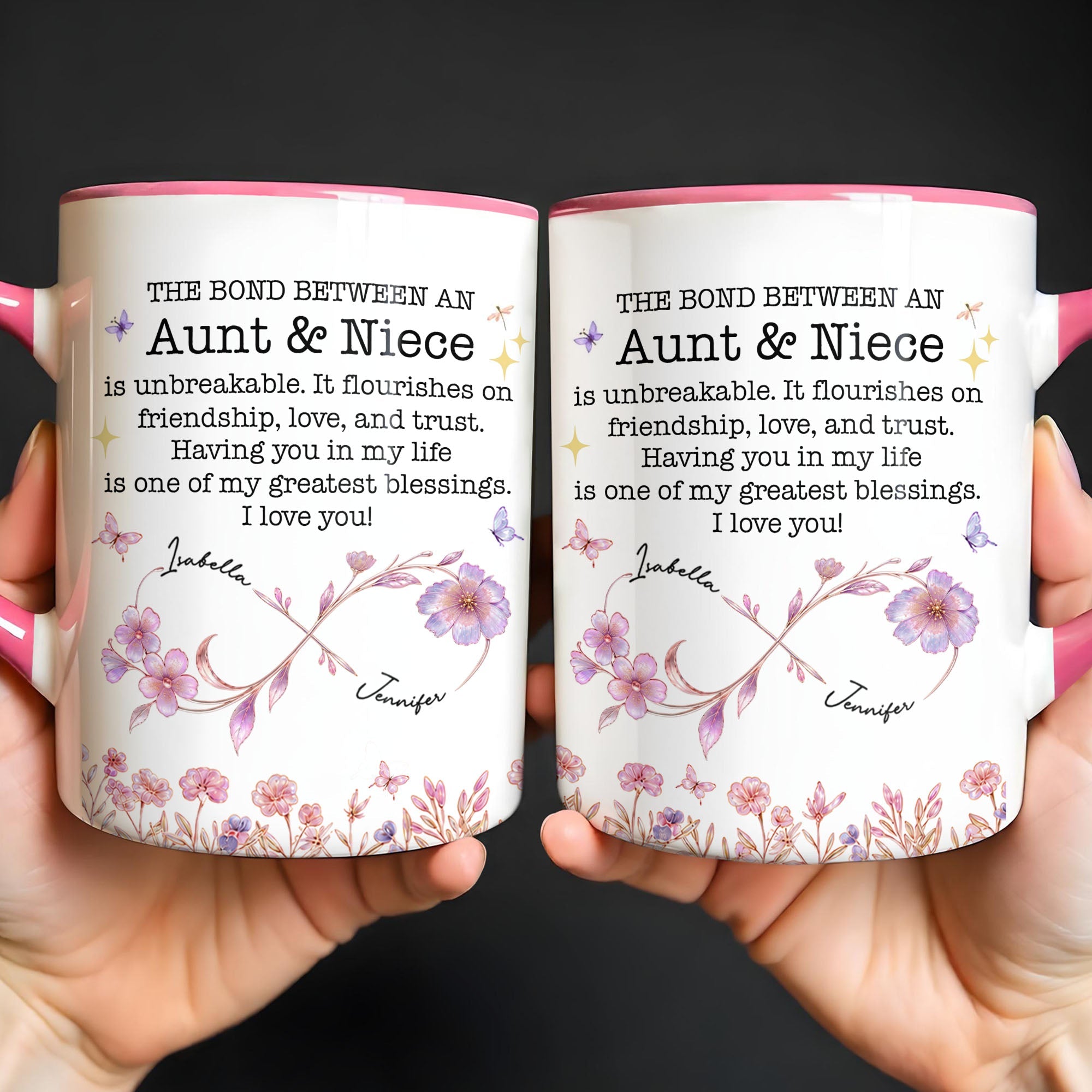 Personalized Accent Mug Custom Niece Gift Flower Design Accent Mug GradoCreations