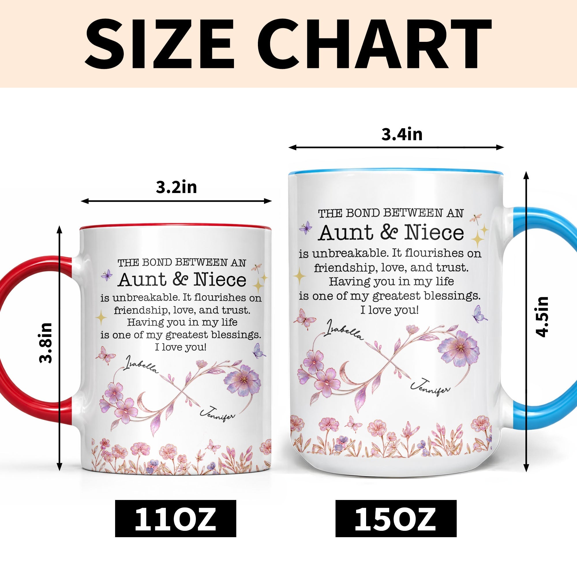 Personalized Accent Mug Custom Niece Gift Flower Design Accent Mug GradoCreations