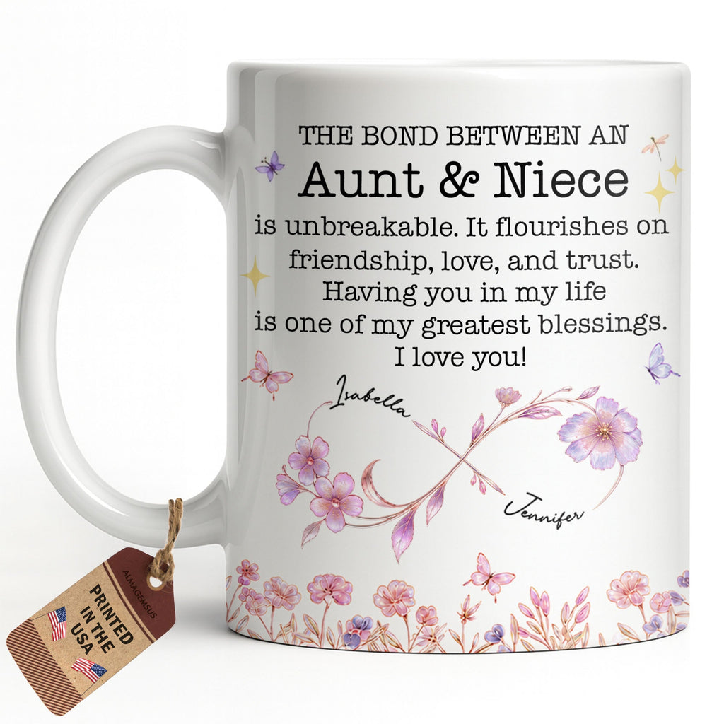 Personalized Floral Infinity Design Coffee Mug Gift for Niece Edge-to-edge Mug GradoCreations