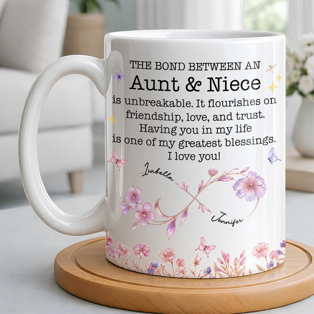 Personalized Floral Infinity Design Coffee Mug Gift for Niece Edge-to-edge Mug GradoCreations