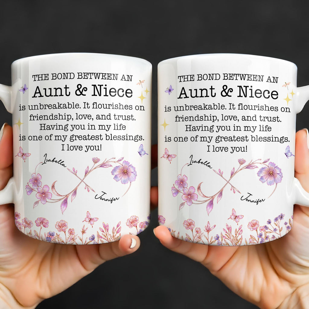 Personalized Floral Infinity Design Coffee Mug Gift for Niece Edge-to-edge Mug GradoCreations