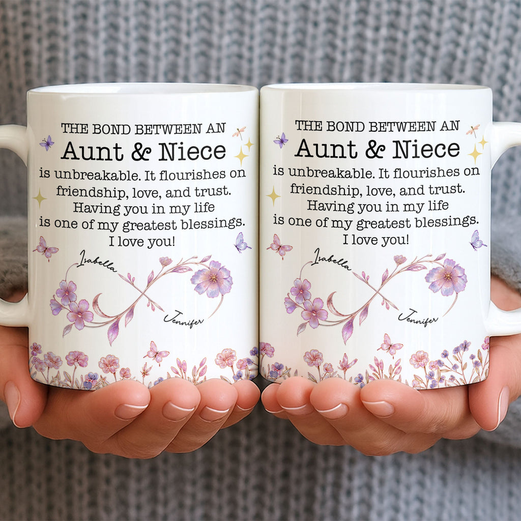 Personalized Floral Infinity Design Coffee Mug Gift for Niece Edge-to-edge Mug GradoCreations