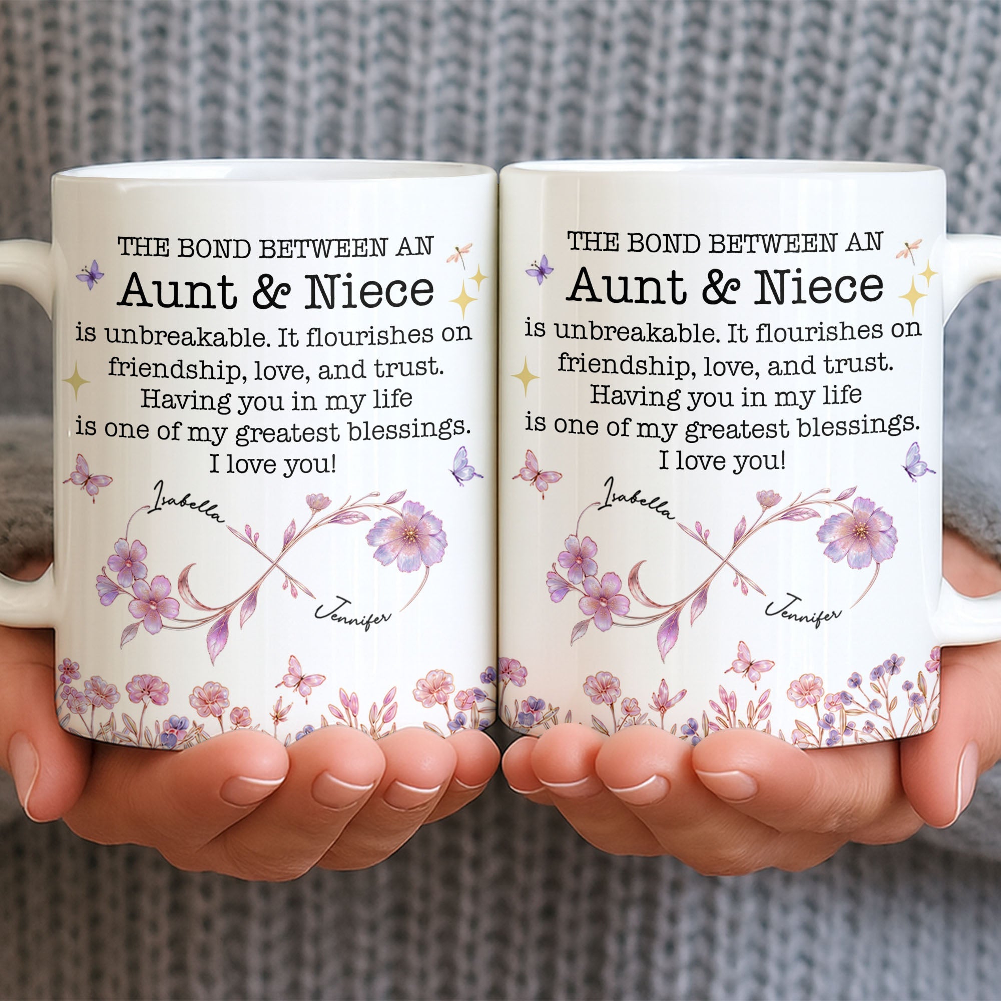 Personalized Floral Infinity Design Coffee Mug Gift for Niece Edge-to-edge Mug GradoCreations