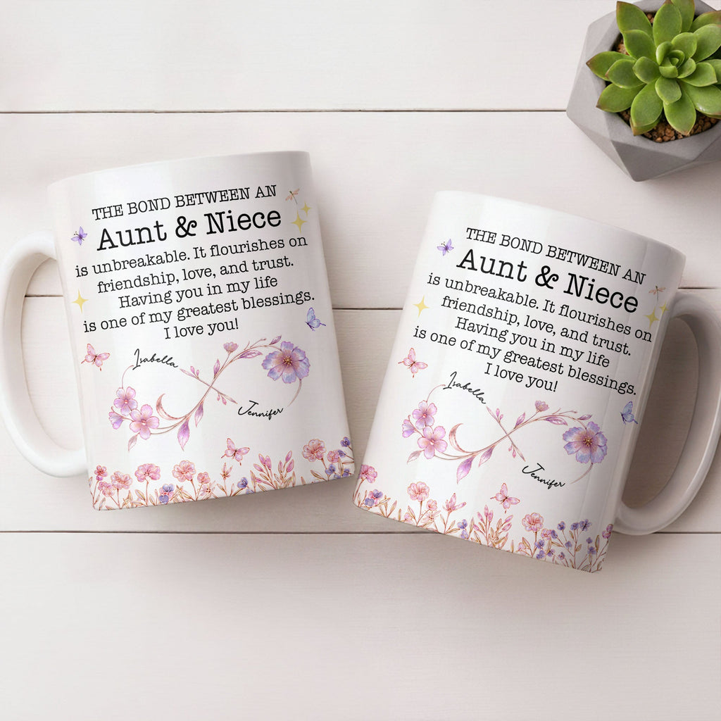 Personalized Floral Infinity Design Coffee Mug Gift for Niece Edge-to-edge Mug GradoCreations