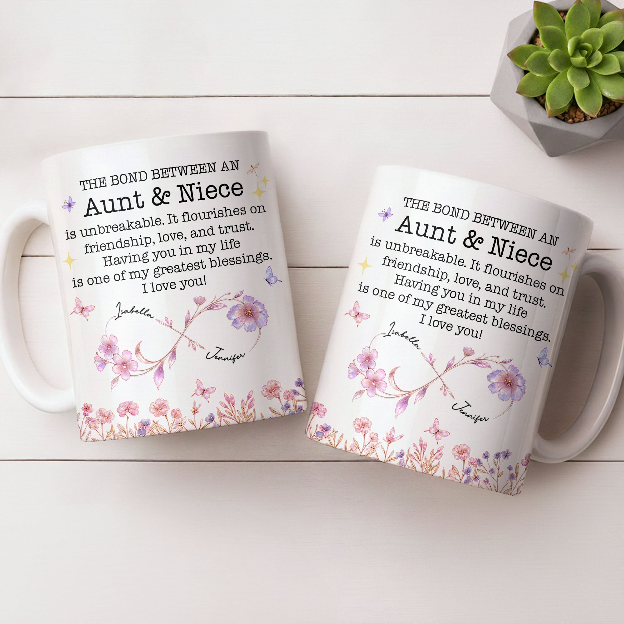Personalized Floral Infinity Design Coffee Mug Gift for Niece Edge-to-edge Mug GradoCreations