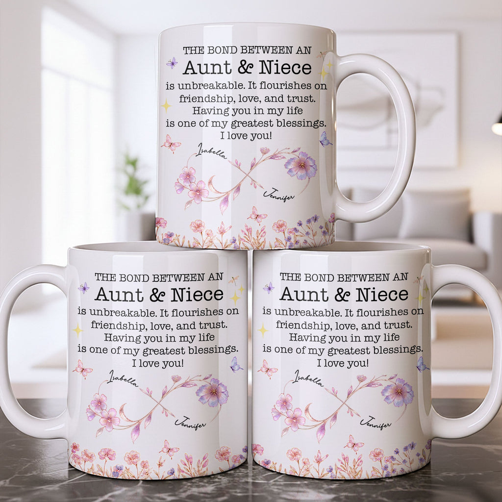 Personalized Floral Infinity Design Coffee Mug Gift for Niece Edge-to-edge Mug GradoCreations