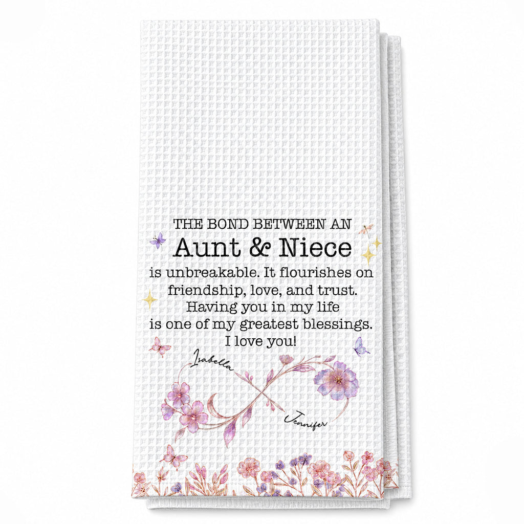 Personalized Kitchen Towel Custom Gift for Niece Floral Design