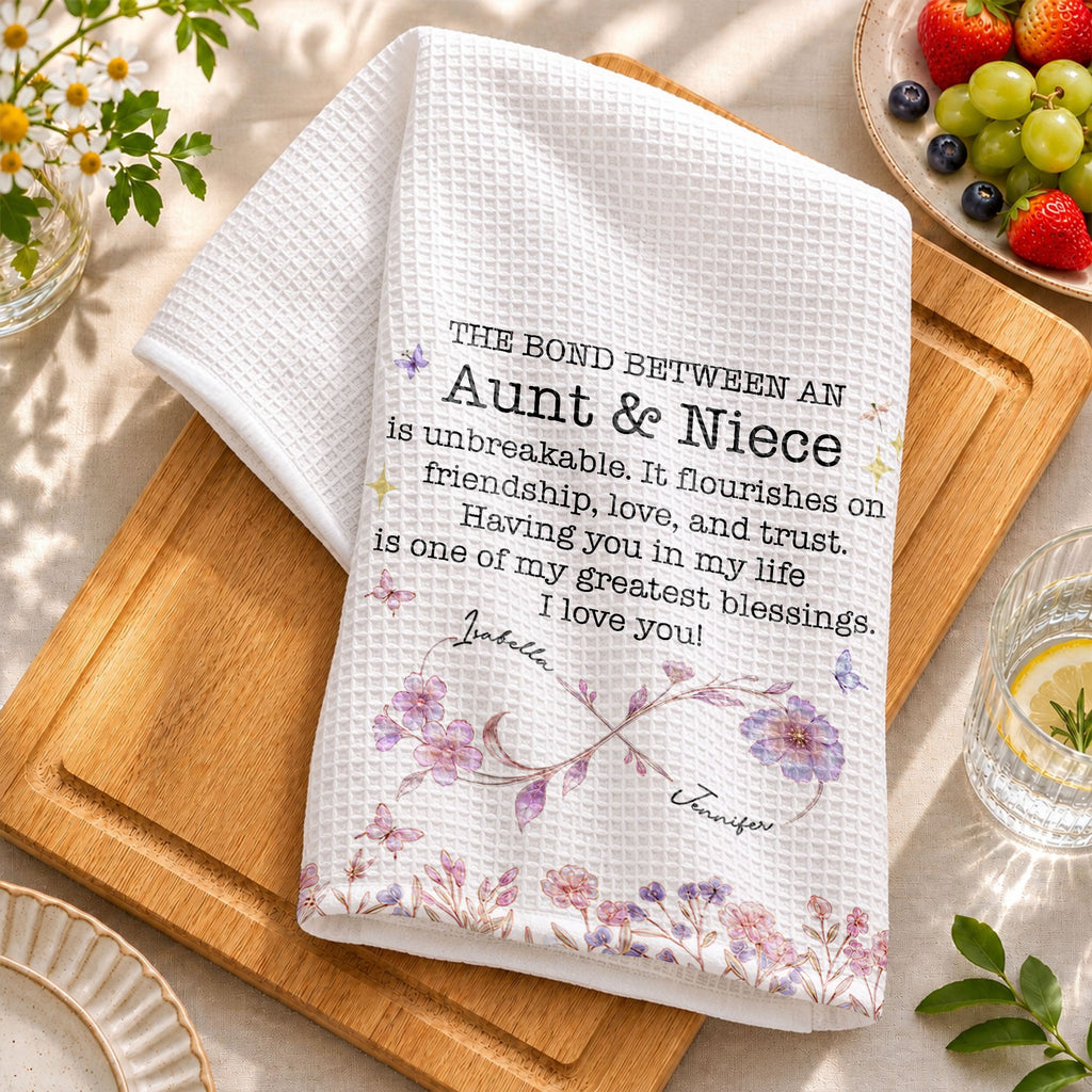 Personalized Kitchen Towel Custom Gift for Niece Floral Design