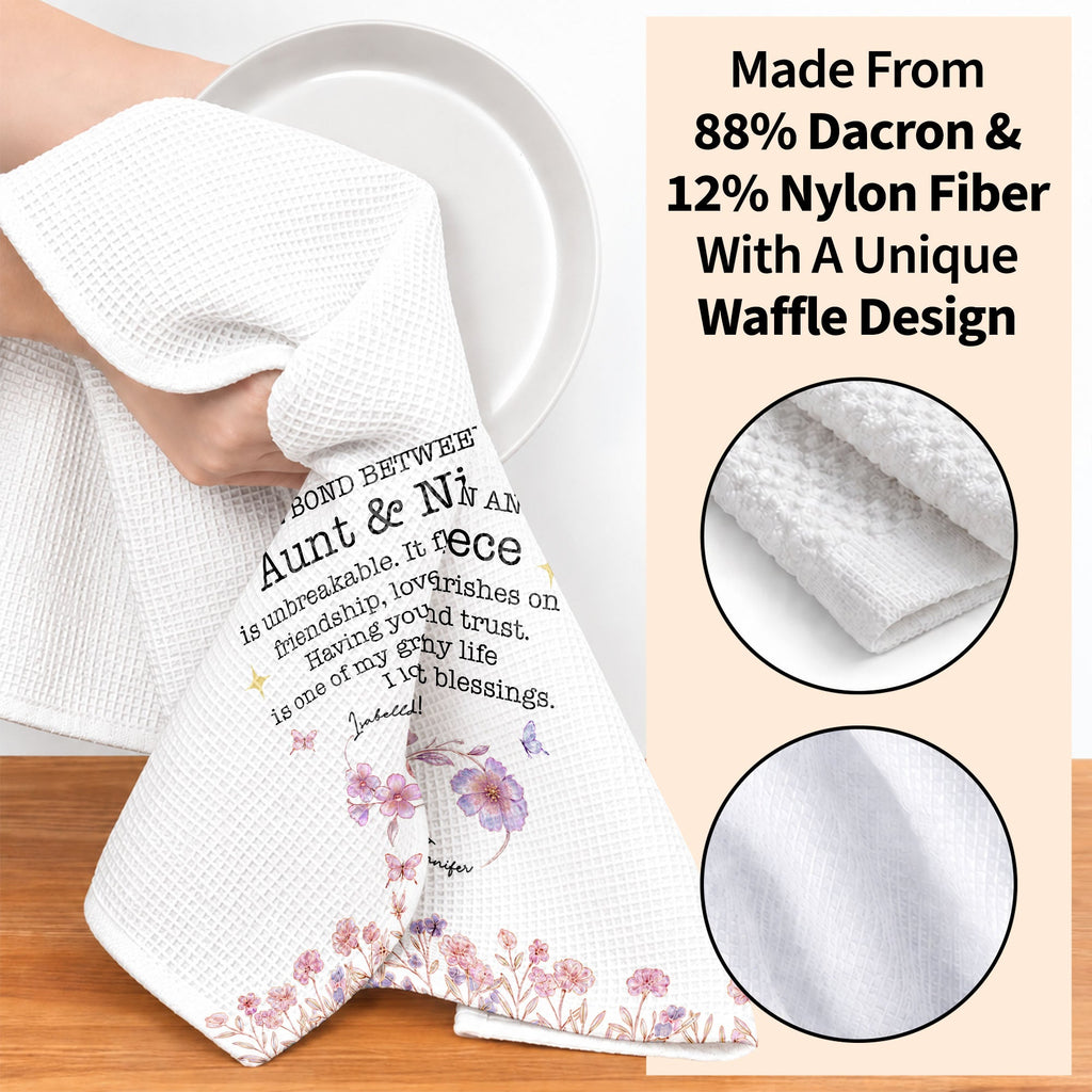 Personalized Kitchen Towel Custom Gift for Niece Floral Design