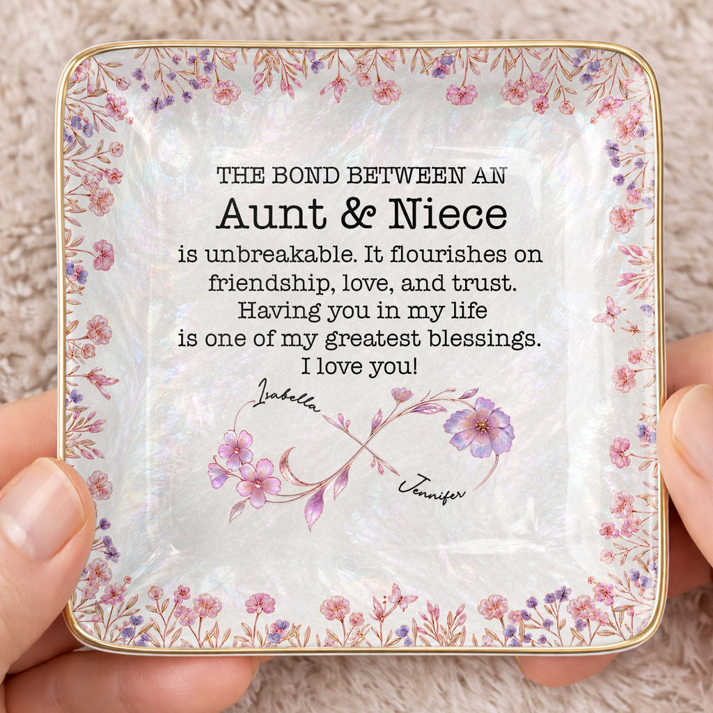 Personalized Birth Month Flowers Jewelry Dish Custom for Niece Jewelry Dish GradoCreations