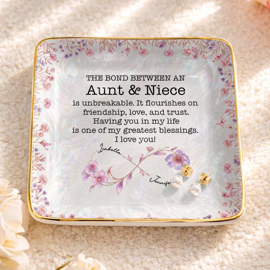 Personalized Birth Month Flowers Jewelry Dish Custom for Niece Jewelry Dish GradoCreations